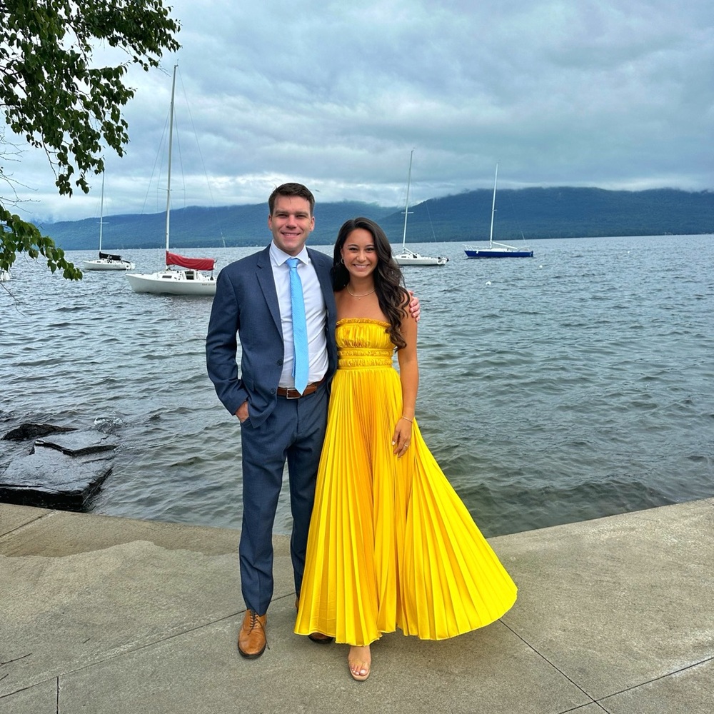 Hutch by Anthropologie Yellow Pleated Strapless Maxi Dress, 0P